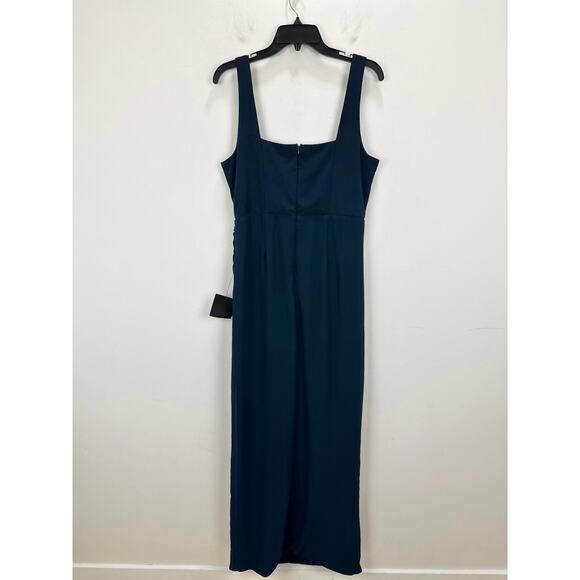 Lulus Glamorous Disposition Navy Ruched Maxi Dress Formal Evening Large NWT - Picture 10 of 12